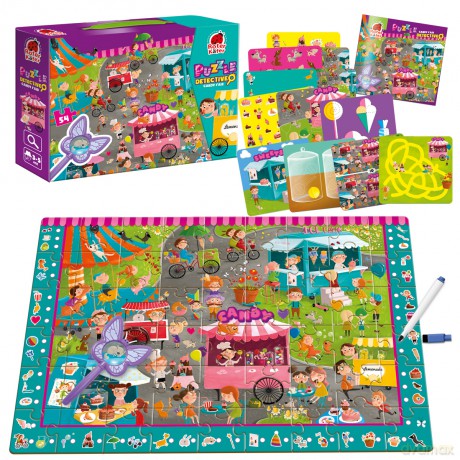 ROTER KAFER 54 el. z grą edukacyjną i lupą Detective candy fair RK1080-06 [PUZZLE]