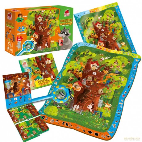 ROTER KAFER 54 el. z grą edukacyjną i lupą Detective forest story RK1080-04 [PUZZLE]