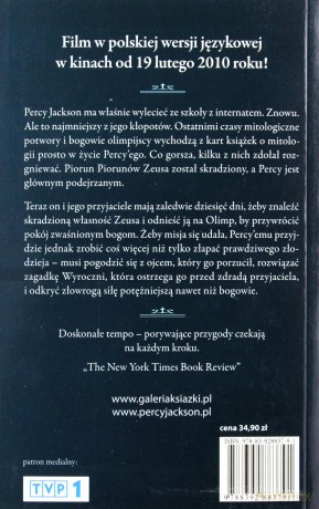 Złodziej Pioruna (okładka filmowa) - Rick Riordan [KSIĄŻKA]