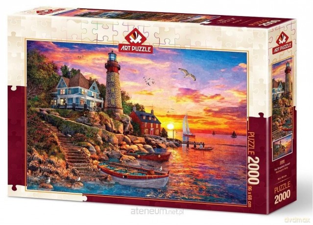 ARTPUZZLE 2000 el. Latarnia z zachodem słońca w tle [PUZZLE]