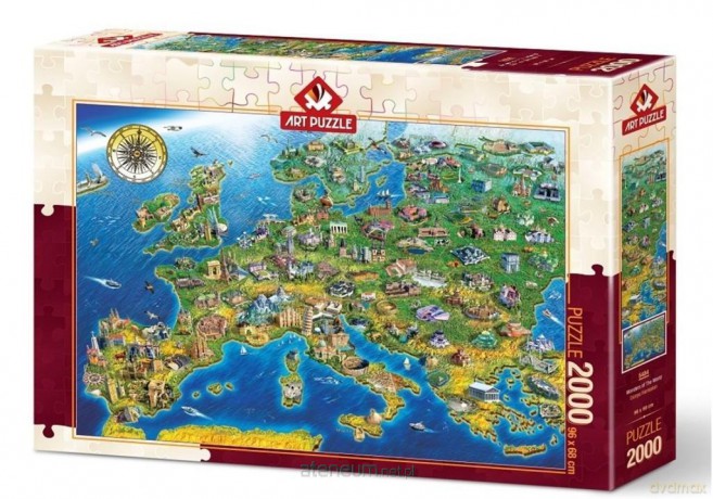 ARTPUZZLE 2000 el. Mapa z zabytkami Europy [PUZZLE]