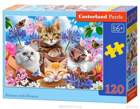 CASTORLAND 120 el. Kocięta z kwiatami / Kittens with Flowers [PUZZLE]