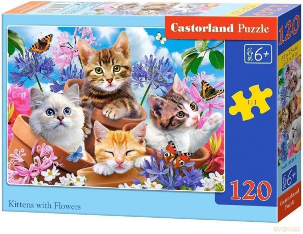 CASTORLAND 120 el. Kocięta z kwiatami / Kittens with Flowers [PUZZLE]