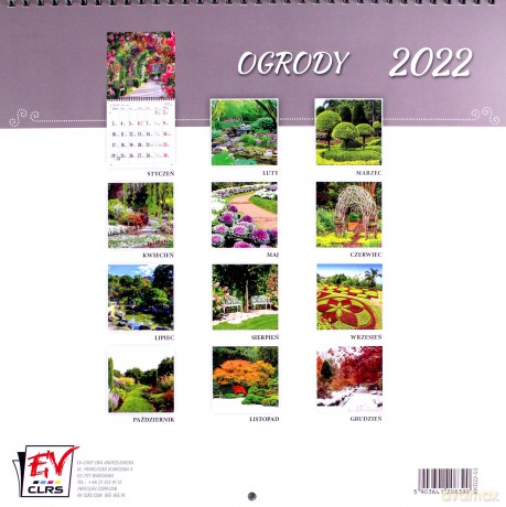 Kalendarz 2022 30x30 13 planszowy Ogrody [KALENDARZ]