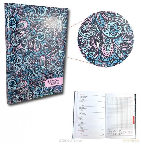 Kalendarz 2022 A5 tygodniowy UV Paisley Turkus [KALENDARZ]