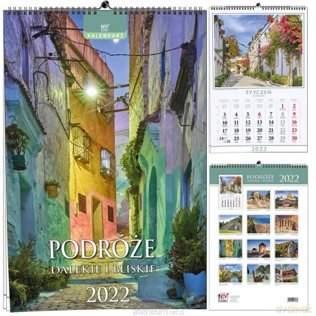 Kalendarz 2022 B3 13 plansz Podróże [KALENDARZ]