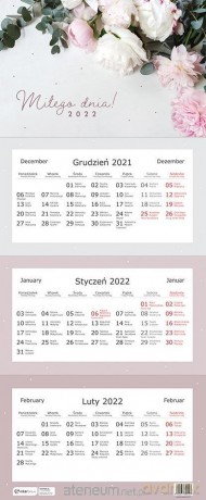 Kalendarz 2022 trójdzielny Kwiaty [KALENDARZ]