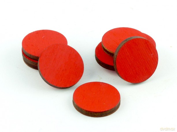 Znaczniki drewniane okrągłe czerwone 22x3mm 10 szt [GRA]