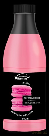 ENERGY OF VITAMINS Pianka do kąpieli Raspberry Macaron 800 ml