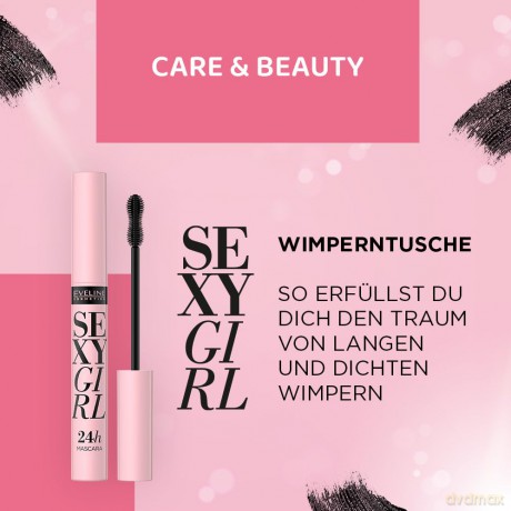 Eveline Sexy Girl Maskara 24H nadająca objętość i podkręcająca - extra black 10 ml