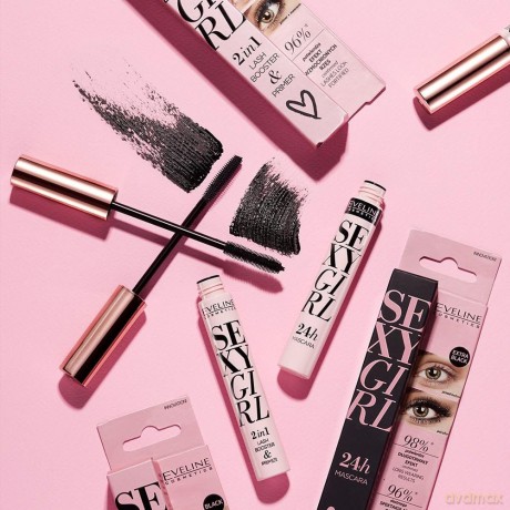 Eveline Sexy Girl Maskara 24H nadająca objętość i podkręcająca - extra black 10 ml