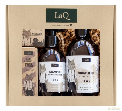 LAQ.Zestaw Ryś: żel 500 ml + szampon+olej+kostka&