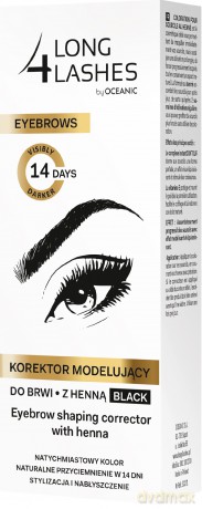 Long 4 Lashes Eyebrows Korektor modelujący do brwi z henną czarny 10 ml