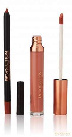 Makeup Revolution Zestaw do ust (błyszczyk + kontórówka) Retro Luxe Kits Matte Peach Charming, 2 szt.