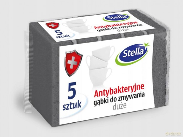 STELLA Gąbki do zmywania antybakteryjne 5szt