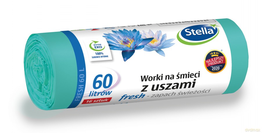 STELLA Worki na śmieci z uszami 60L - Fresh zapach świeżości-16szt