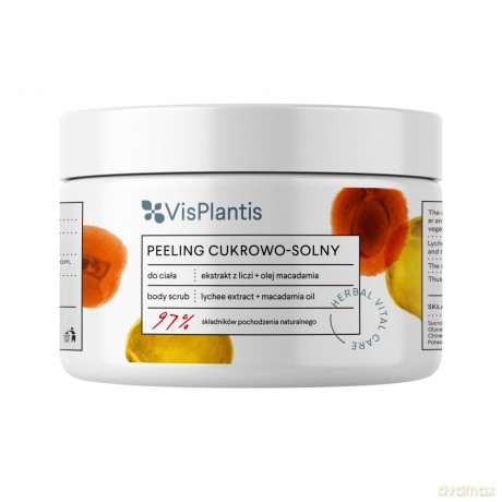 Vis Plantis Herbal Vital Care Peeling cukrowo-solny do ciała Ekstrakt z Liczi + Olej Macadamia 200 ml