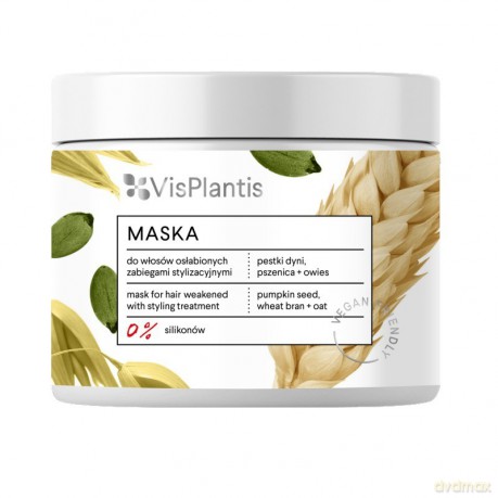 Vis Plantis Vegan Friendly Maska do włosów osłabionych -Pestki Dyni,Pszenica i Owies 400 ml