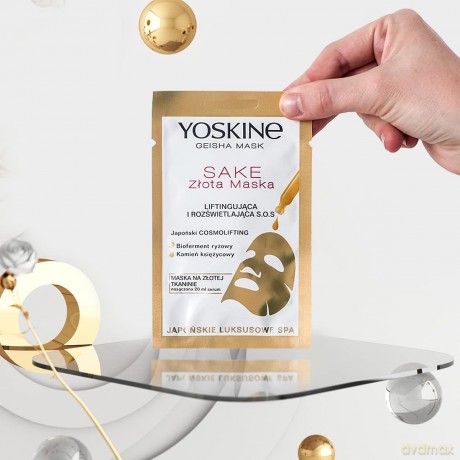 Yoskine Geisha Mask Sake Złota Maska na tkaninie liftingująca i rozświetlająca S.O.S. 20 ml