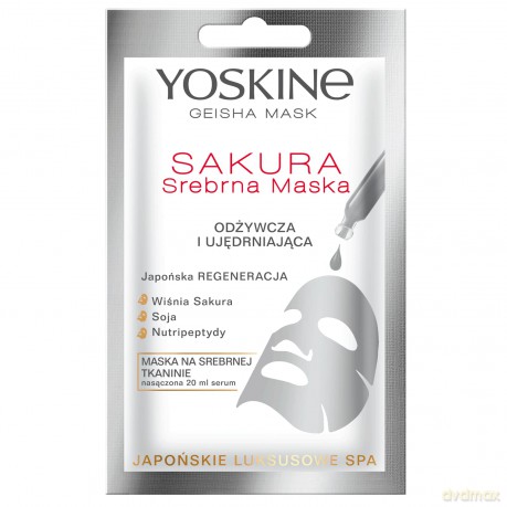 Yoskine Geisha Mask Sakura Srebrna Maska na tkaninie odżywcza i ujędrniająca 20 ml