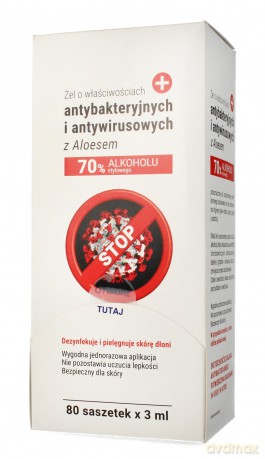 Żel o właściwościach antybakteryjnych i antywirusowych z aloesem-80 szt (saszetki 3ml)