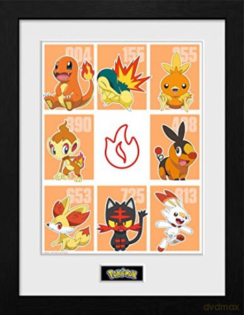 Pokemon: Pokemon First Partners Fire Framed Print 30 cm X 40 cm