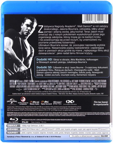 Tożsamość Bourne'a / Krucjata Bourne'a / Ultimatum Bourne'a Pakiet [3xBlu-Ray]