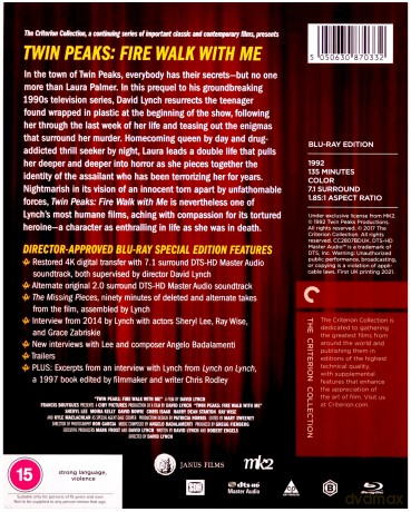 Twin Peaks: Fire Walk With Me (1992) (Criterion Collection) (Miasteczko Twin Peaks. Ogniu krocz ze mną) [Blu-Ray]