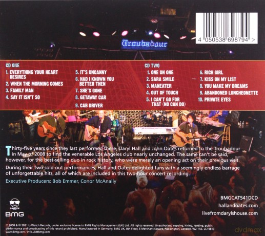Daryl Hall & John Oates: Live At The Troubadour [2CD]