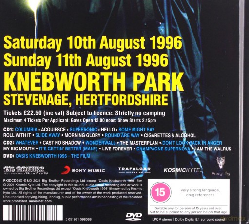 Oasis: Knebworth 1996 (Deluxe Bookpack) [3CD]