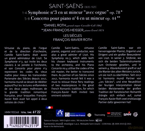 Saint-Saens: Symphonie No 3 Concerto Pour Piano No 4 Les Siecles Roth Heisser (digipack) [CD]