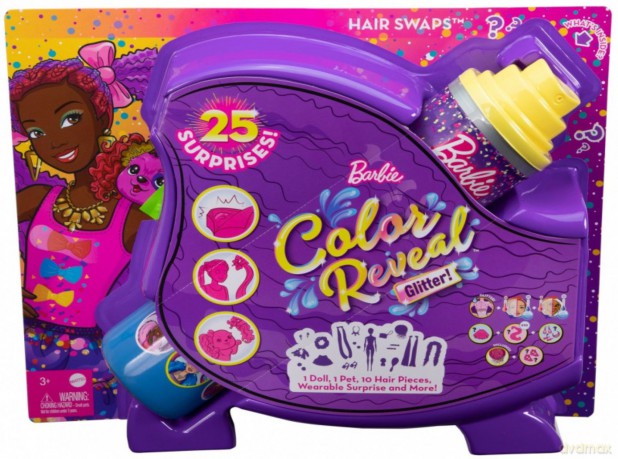 Lalka Barbie Color Reveal Imprezowe stylizacje fioletowe włosy