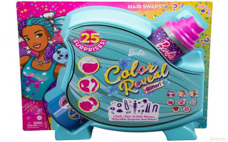 Lalka Barbie Color Reveal Imprezowe stylizacje niebiesko-fioletowe włosy