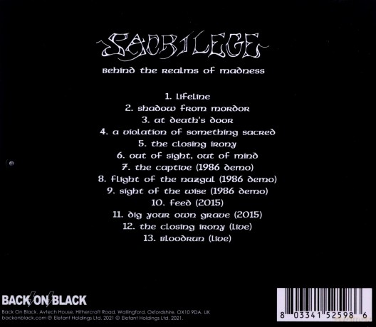 Sacrilege: Behind The Realms Of Madness [CD]