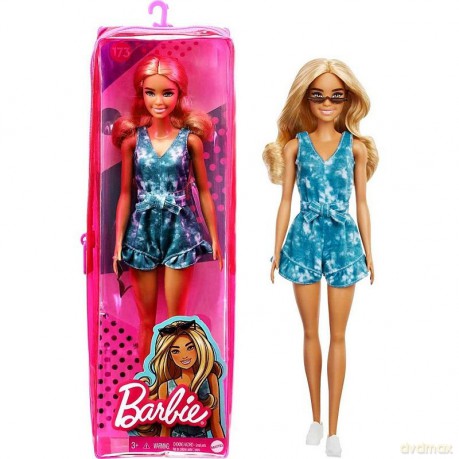 Lalka Barbie Blondynka w niebieskim kombinezonie