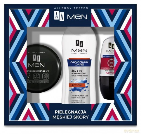 AA Men Zestaw prezentowy Advanced Care (żel pod prysznic +deo roll-on +krem)
