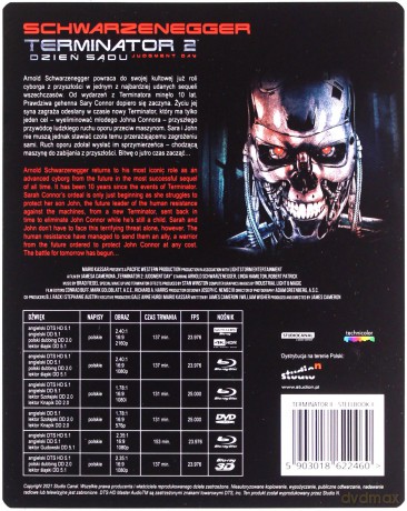 Terminator 2: Dzień sądu. 30 rocznica (steelbook) (HDR) [Blu-Ray 4K]+[Blu-Ray 3D]+[3xBlu-Ray]+[DVD] wersja B