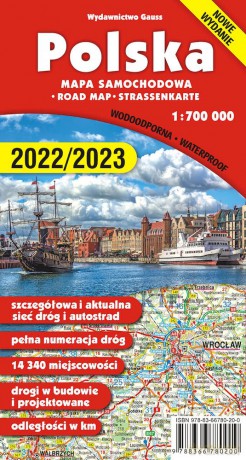Polska. Mapa 1:700 000 wyd. foliowane - Opracowanie zbiorowe