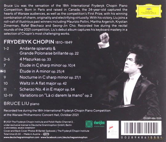 Bruce Liu: Chopin Winner Of The International Fryderyk Chopin Piano Compettition Warsaw 2021 [CD]