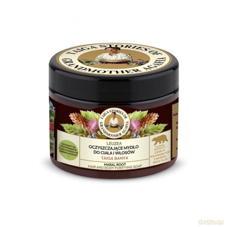 GRANDMOTHER AGAFIA Taiga Stories Oczyszczające Mydło do ciała i włosów Taiga Banya - Leuzea 300 ml