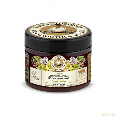 GRANDMOTHER AGAFIA Taiga Stories Odżywcze Mydło do ciała i włosów Taiga Banya - Chaga 300 ml