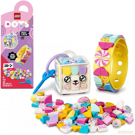 LEGO DOTS - Cukierkowa kicia - bransoletka i zawieszka na torbę (41944) [KLOCKI]