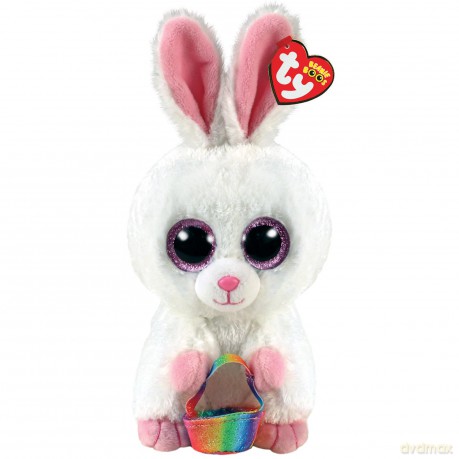 Beanie Boos biały królik z koszykiem SUNDAY, 15 cm - Regular