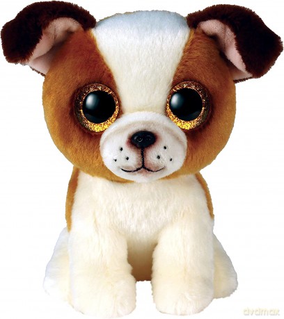BOOS plüss figura HUGO, 15 cm - barna/fehér kutya