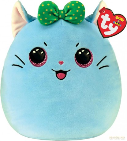 Ty Squish-a-Boos párna alakú plüss figura KIRRA, 22 cm - macska masnival