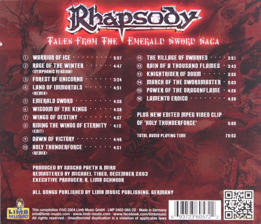Rhapsody: Tales From The Emerald Sword [CD]