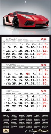 Kalendarz 2022 trójdzielny Premium Car [KALENDARZ]