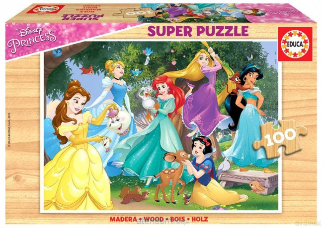 EDUCA 100 el. Księżniczki z bajek Disneya (drewniane) [PUZZLE]