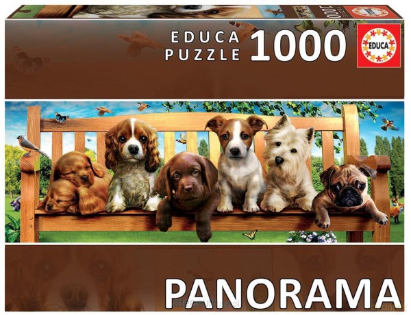 EDUCA 1000 el. Szczenięta na ławce (panorama) [PUZZLE]