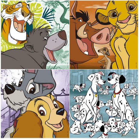 EDUCA 12+16+20+25 el. Bohaterowie bajek Disneya [PUZZLE]